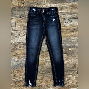 Kancan Distressed Dark Wash Skinny Jeans Sz 5 🌺 Double Button